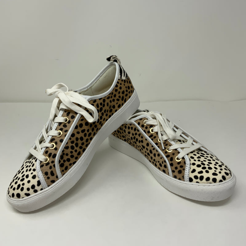 NEW Ann Taylor Natalia Spotted Haircalf Casual Lace Up Sneakers Brown Multi 6.5