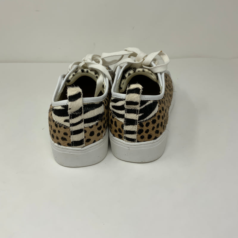 NEW Ann Taylor Natalia Spotted Haircalf Casual Lace Up Sneakers Brown Multi 6.5