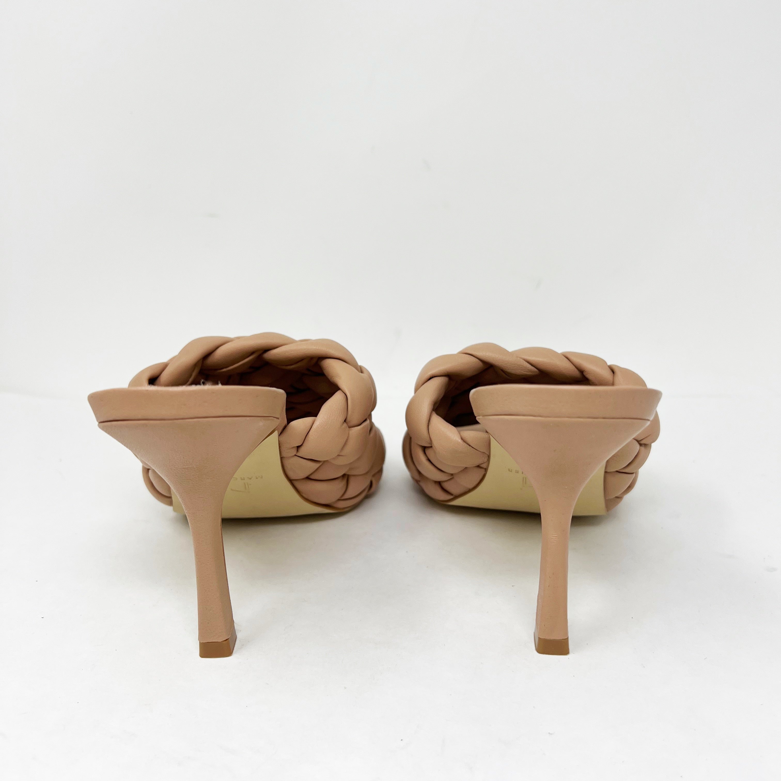 Marc Fisher LTD Dakina Square Open Toe Woven Braided Leather High Heel Sandals 9