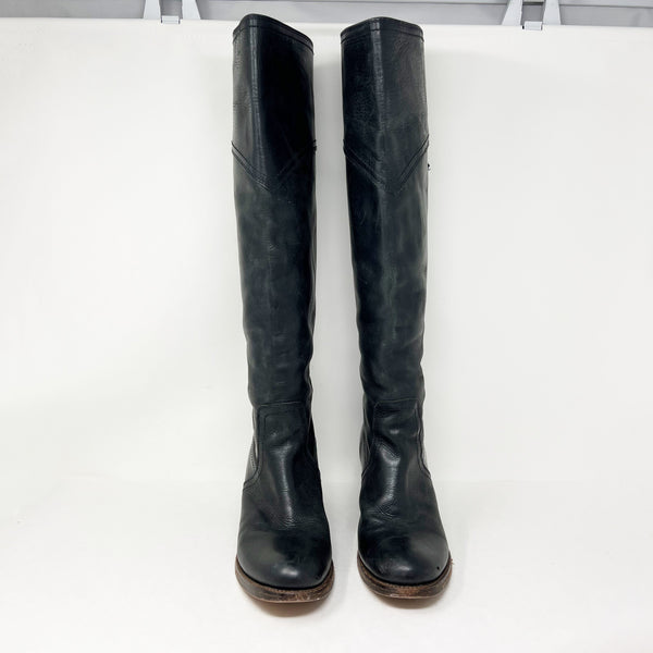 Frye Jane Tall Over The Knee High Heel Genuine Leather Boots Shoes Black 9.5