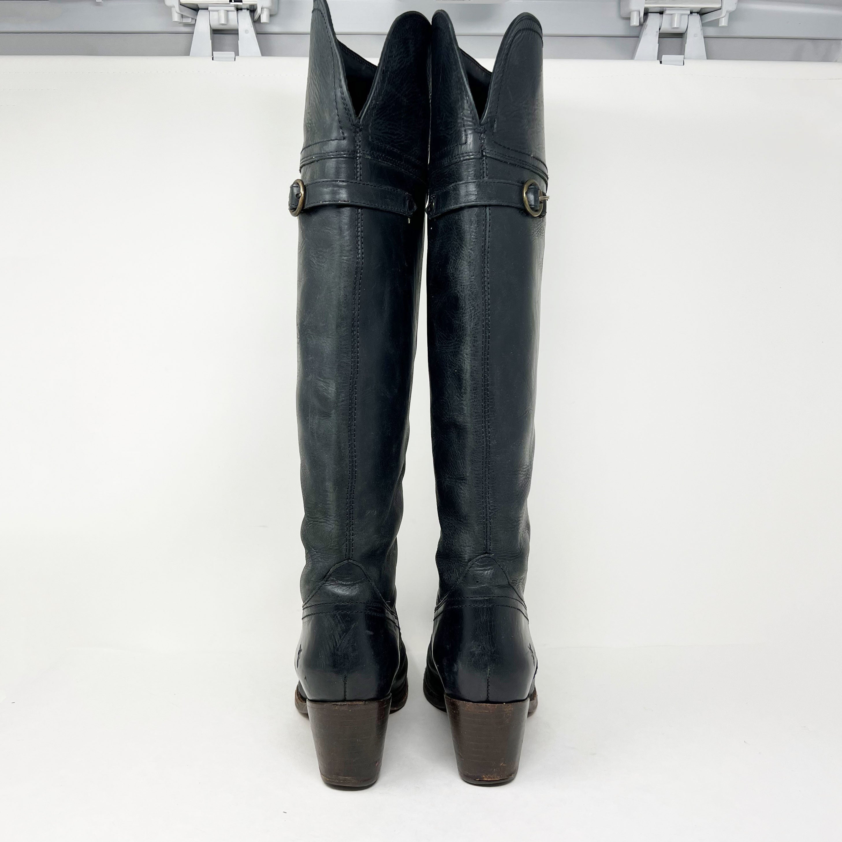 Frye Jane Tall Over The Knee High Heel Genuine Leather Boots Shoes Black 9.5