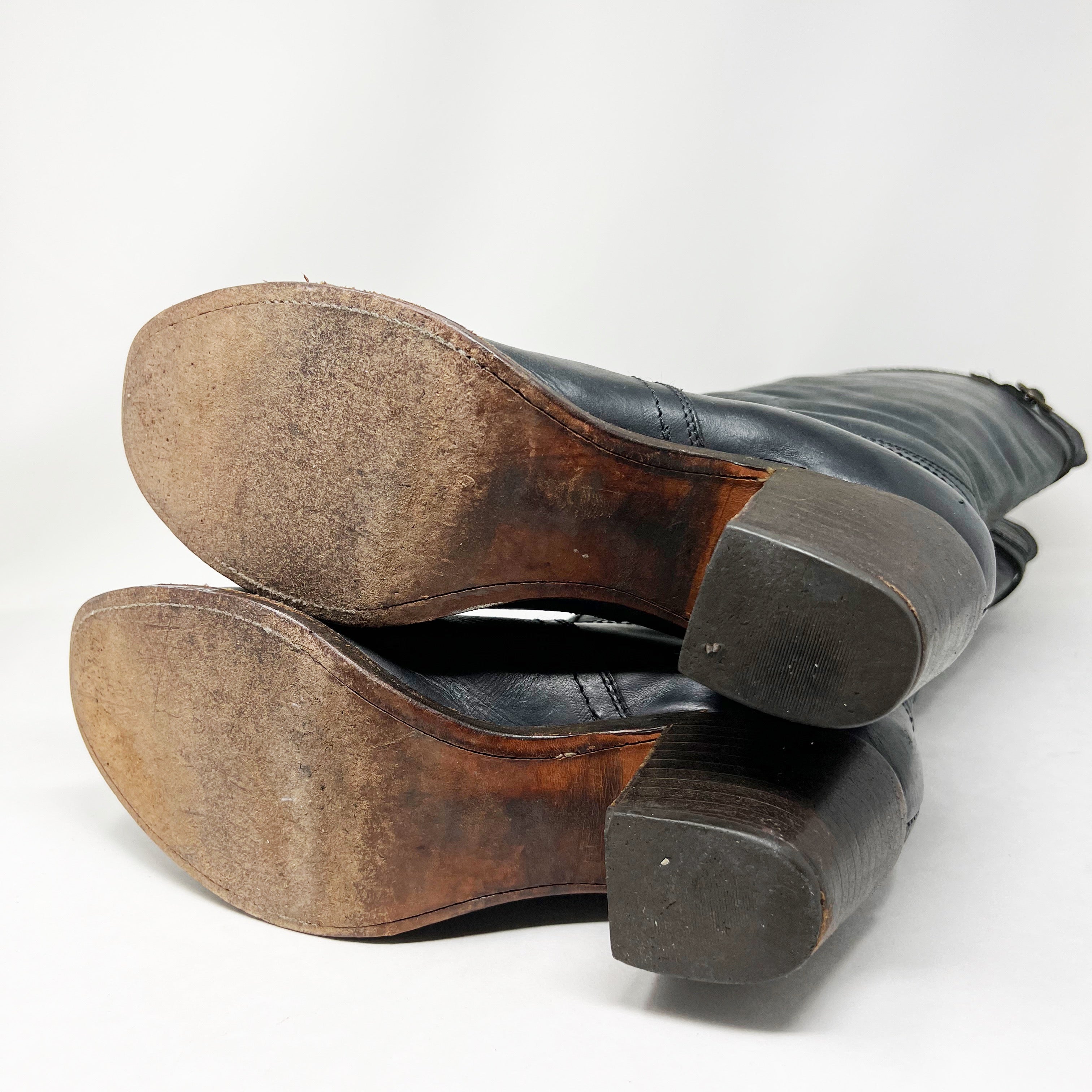 Frye Jane Tall Over The Knee High Heel Genuine Leather Boots Shoes Black 9.5