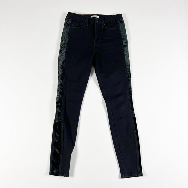 Good American Good Legs Velvet Velour Panel Skinny High Rise Cotton Denim Jeans