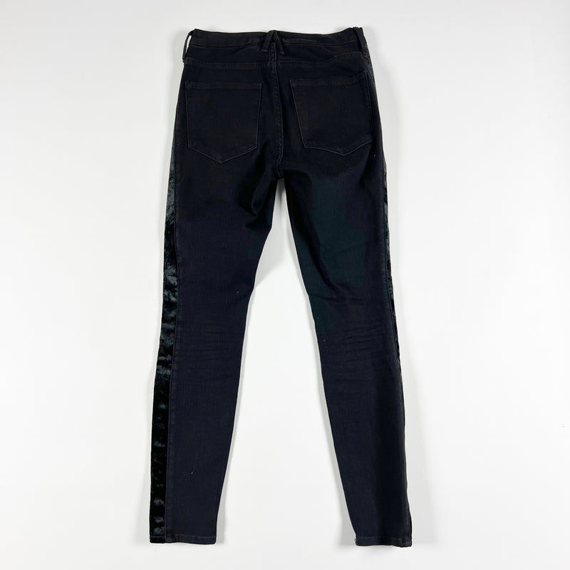 Good American Good Legs Velvet Velour Panel Skinny High Rise Cotton Denim Jeans