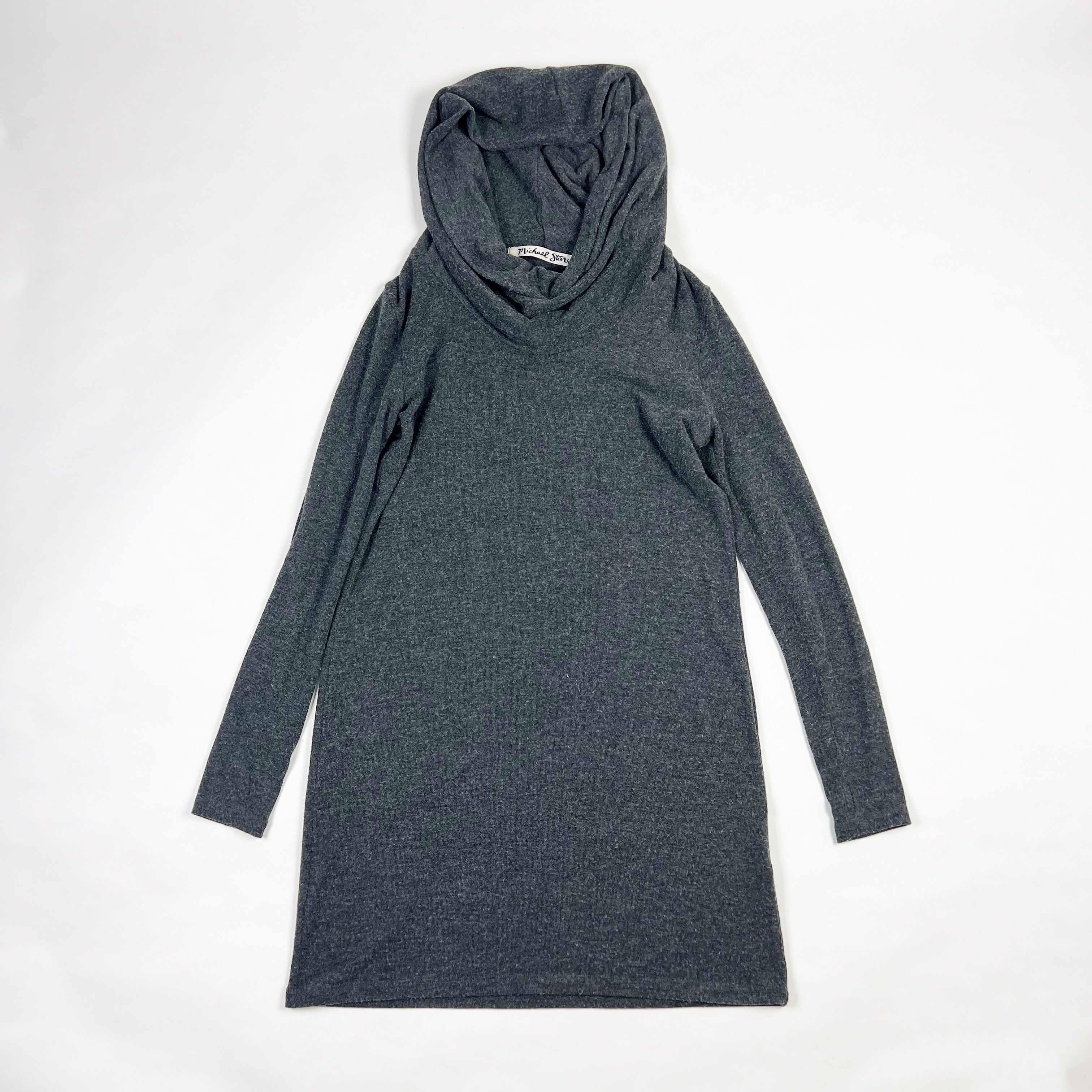 Michael Stars Soft Stretch Knit Pullover Long Sleeve Cowl Neck Sweater Dress S