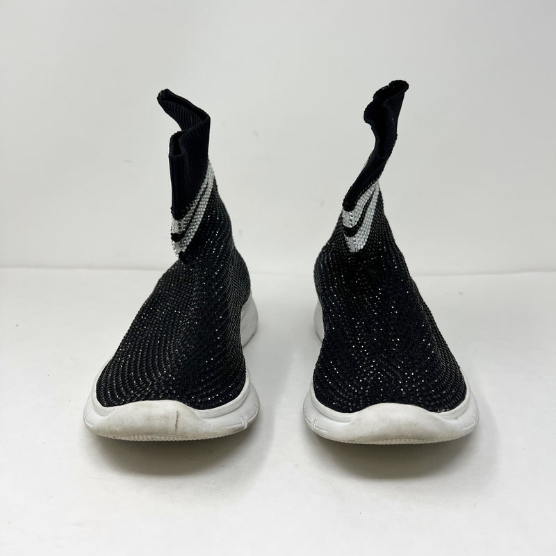 Joshua Sanders Crystal Jewel Embellished Stretch Knit Sock Sneakers Shoes Black