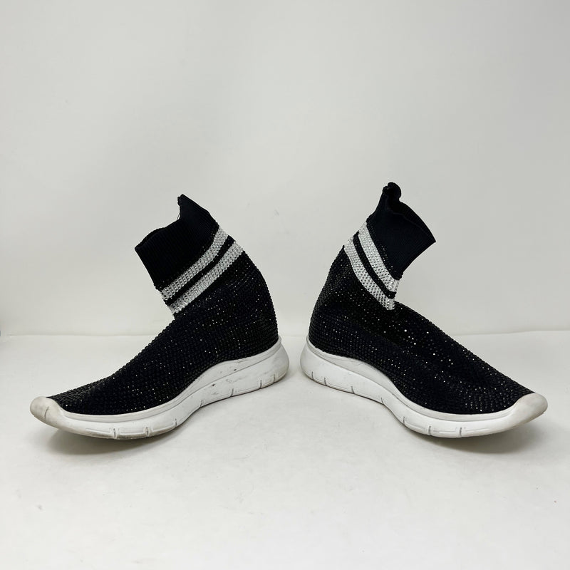 Joshua Sanders Crystal Jewel Embellished Stretch Knit Sock Sneakers Shoes Black