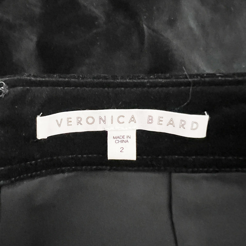 Veronica Beard Ording Crystal Jewel Embellished Velvet Velour Mini Skirt Black 2