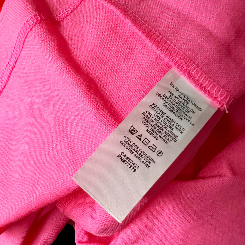 NEW Ann Taylor Cutout Flutter Short Sleeve Ruffle High Neck Pink Blouse Shirt Top