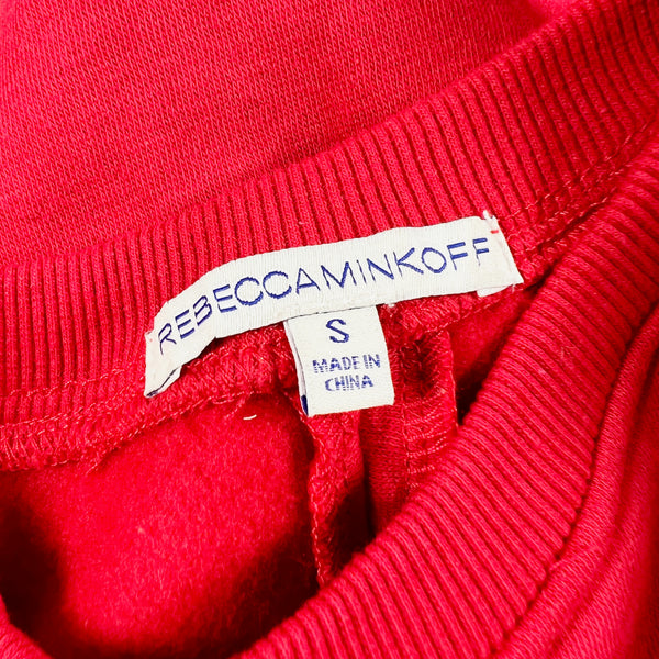 Rebecca Minkoff Sarah Stud Cotton Fleece Crew Neck Snap Button Sleeve Sweater S