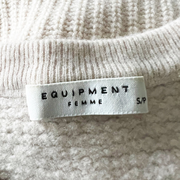 Equipment Rei Crew Neck Wool Cashmere Textured Knit Pullover Sweater Oatmeal S