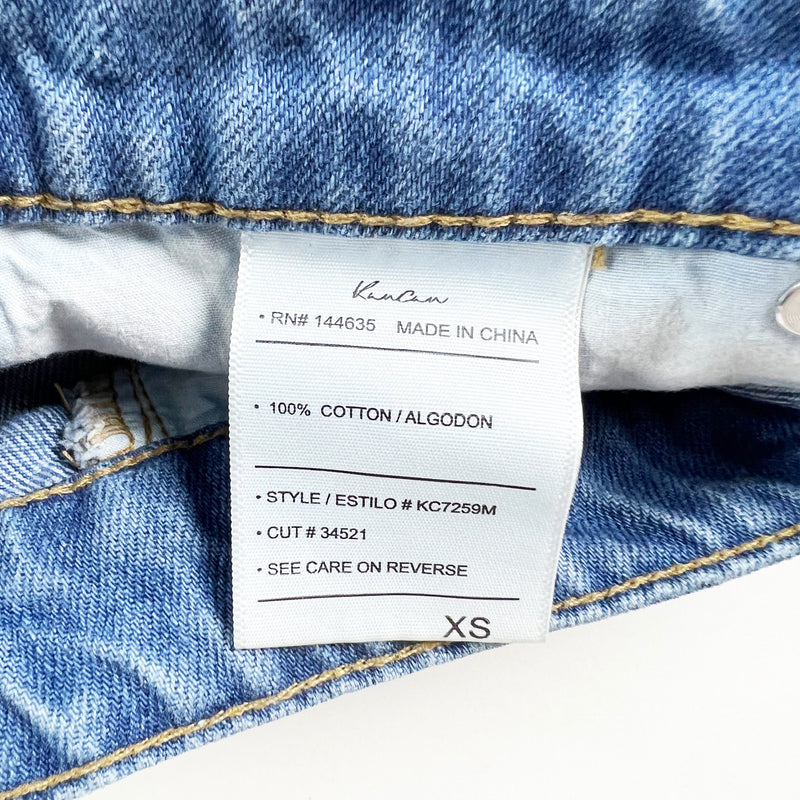 KanCan Tisa High Rise Cotton Stretch Distressed Denim Jean Mini Shorts XS