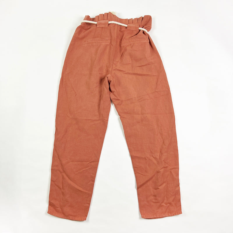 Veronica Beard Karter Pleated Ankle Crop Cotton Linen Mocha Wash Casual Pants 10