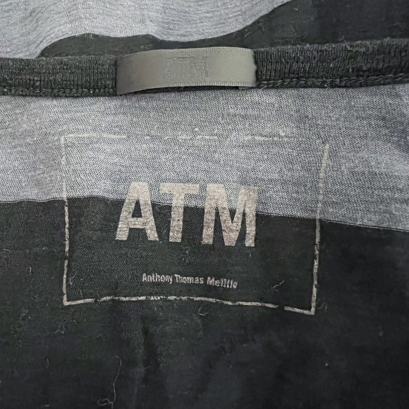 ATM Anthony Thomas Mellilo Stripe Print Tank Maxi Long Dress Asphalt Black LG