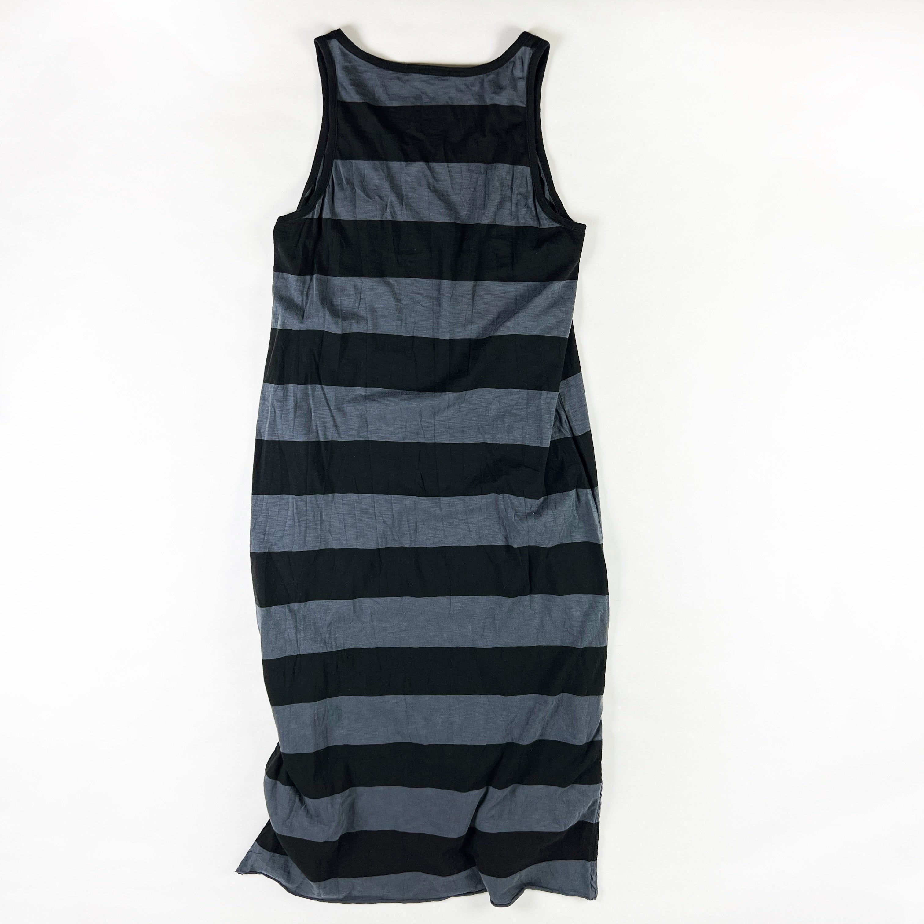 ATM Anthony Thomas Mellilo Stripe Print Tank Maxi Long Dress Asphalt Black LG