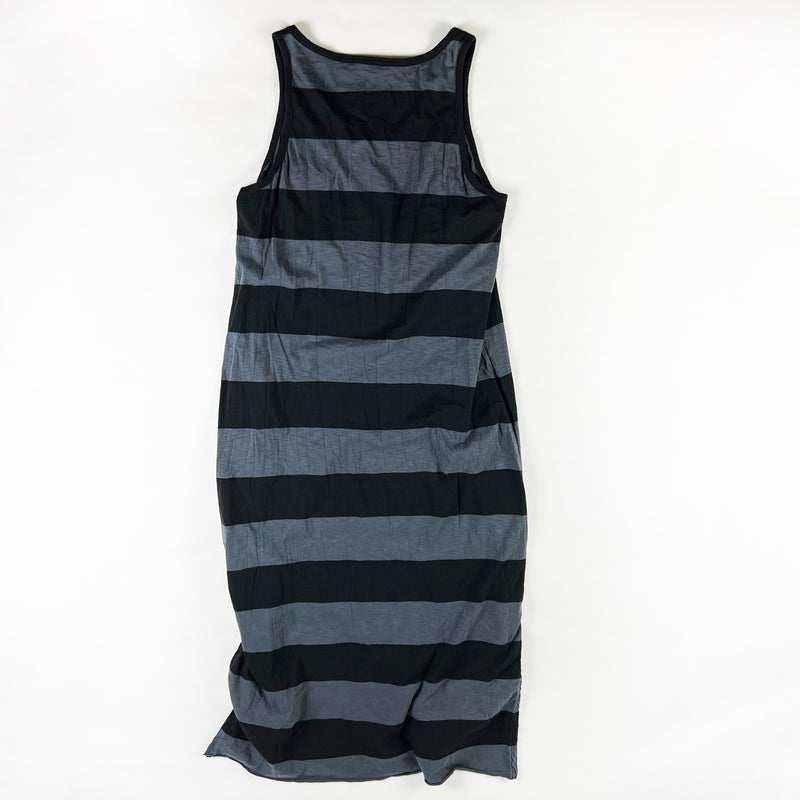 ATM Anthony Thomas Mellilo Stripe Print Tank Maxi Long Dress Asphalt Black LG