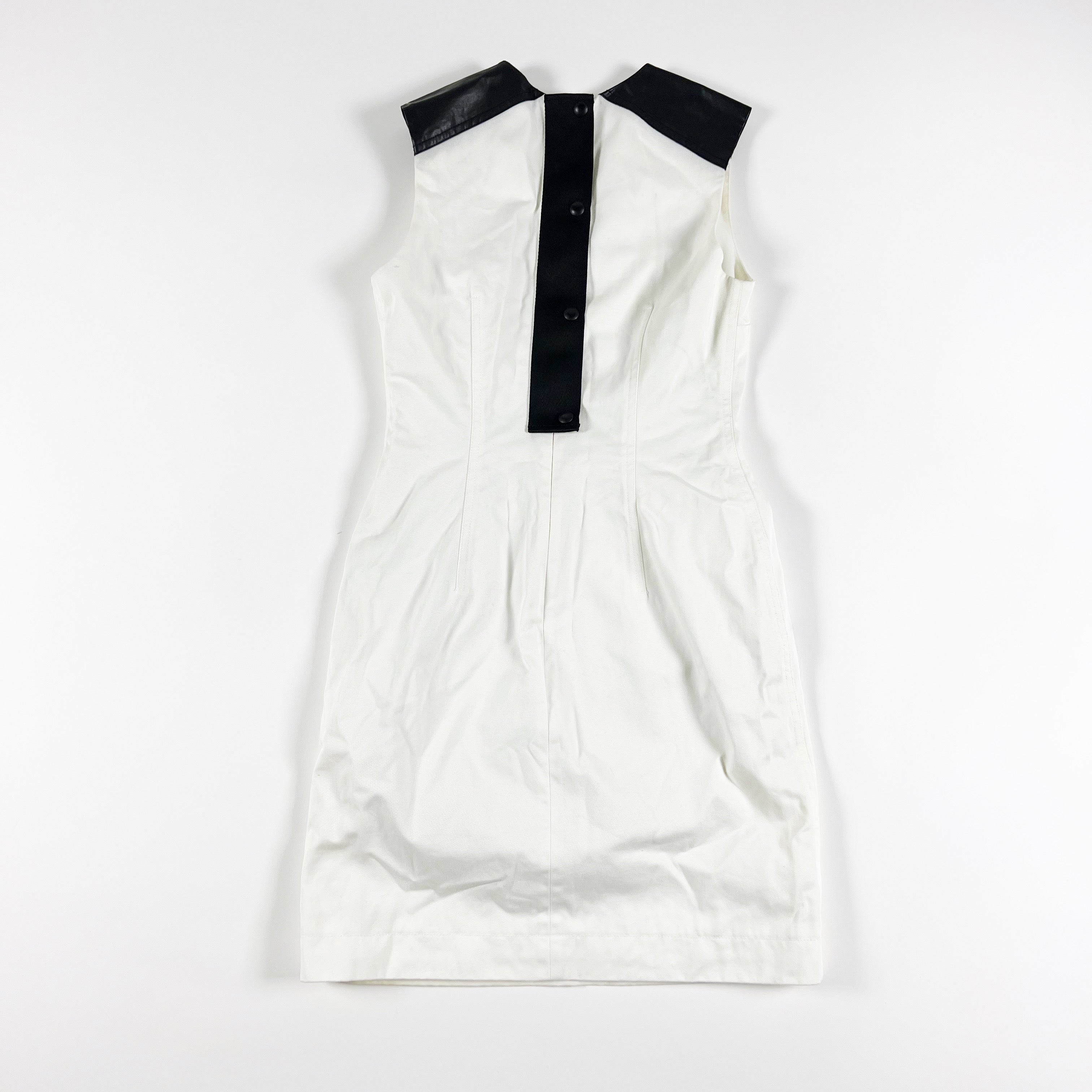 Alexander Wang Cotton Faux Vegan Leather Panel Sleeveless Mini Sheath Dress 4