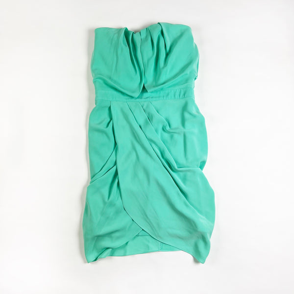 NEW Guess Strapless Draped Chiffon Cocktail Mini Party Dress Green Pop 4