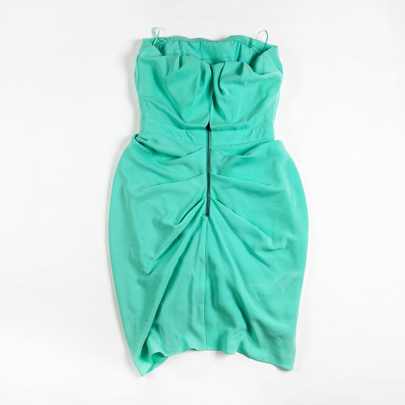 NEW Guess Strapless Draped Chiffon Cocktail Mini Party Dress Green Pop 4