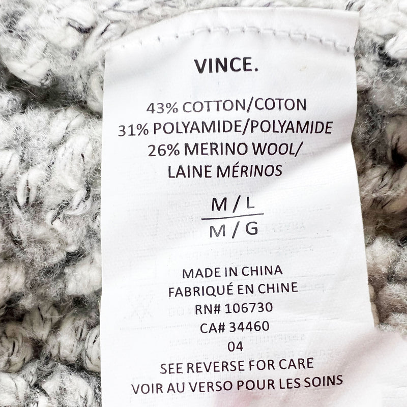 Vince Marled Cotton Wool Tweed Boucle Textured Open Front Dress Coat Cardigan