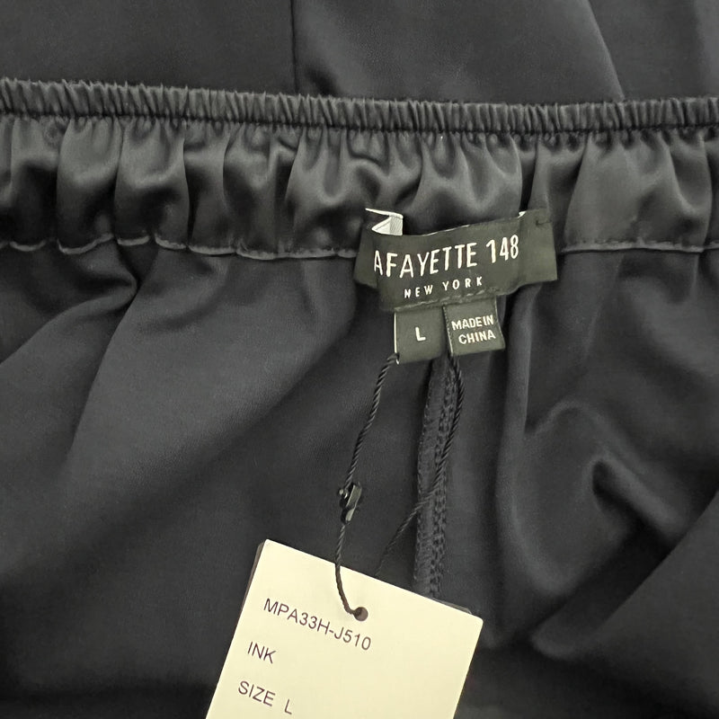 NEW Lafayette 149 Soho Luminous Cloth Stretch Mid Rise Casual Track Pants Ink L
