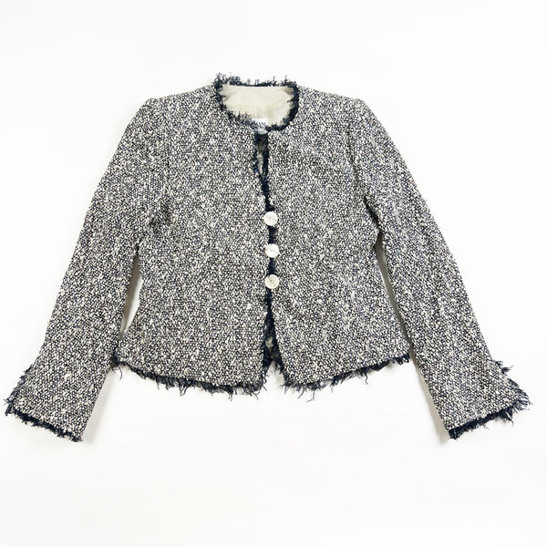 Armani Collezioni Made In Italy Cotton Textured Tweed Boucle Metallic Blazer 12
