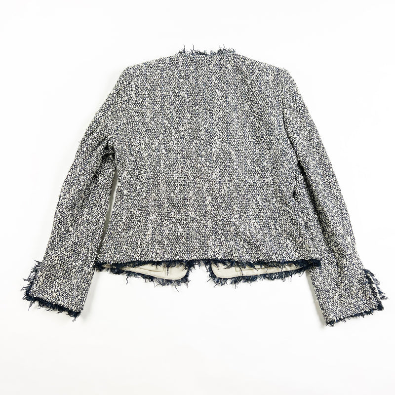 Armani Collezioni Made In Italy Cotton Textured Tweed Boucle Metallic Blazer 12