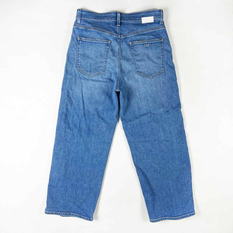 CQY Sunday Dream Wide Leg Cropped Cotton Stretch Denim Jeans Blue 30