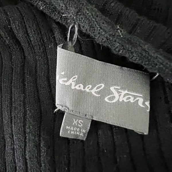 Michael Stars Cotton Silk Blend Stretch Knit Ribbed Sheer Long Sleeve Sweater XS