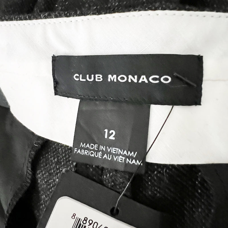 NEW Club Monaco Ryanne Wool Blend Skinny Ankle Crop Pants Black Mix 12