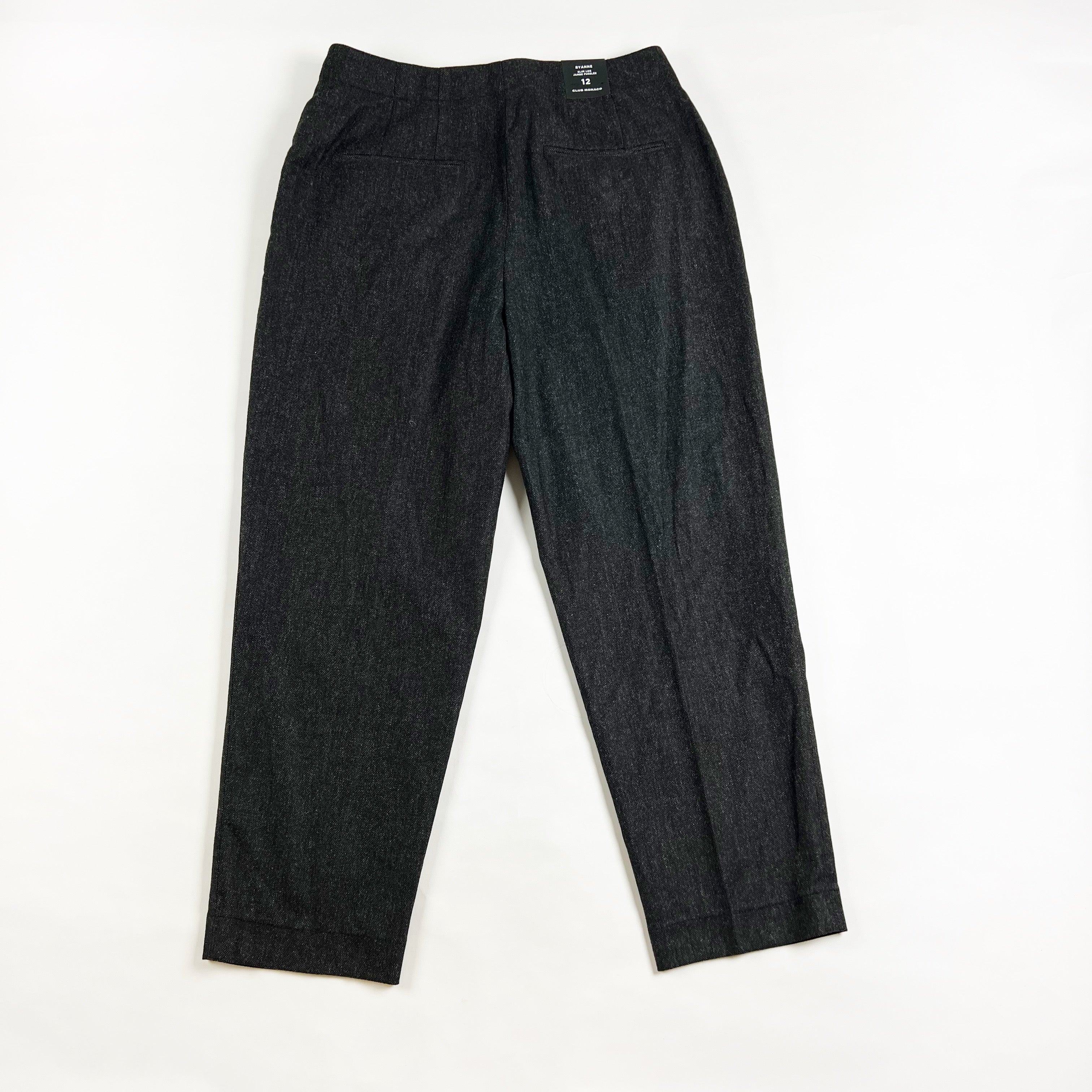 NEW Club Monaco Ryanne Wool Blend Skinny Ankle Crop Pants Black Mix 12
