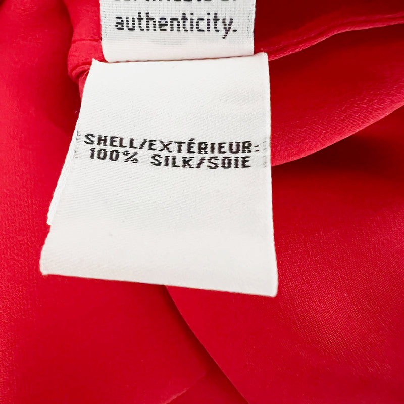 Diane Von Furstenberg Sky Silk Chiffon Sleeveless V Neck Poppy Red Blouse Shirt