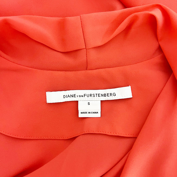 Diane Von Furstenberg Reagan Draped Sleeveless V Neck Georgette Blouse Shirt Top
