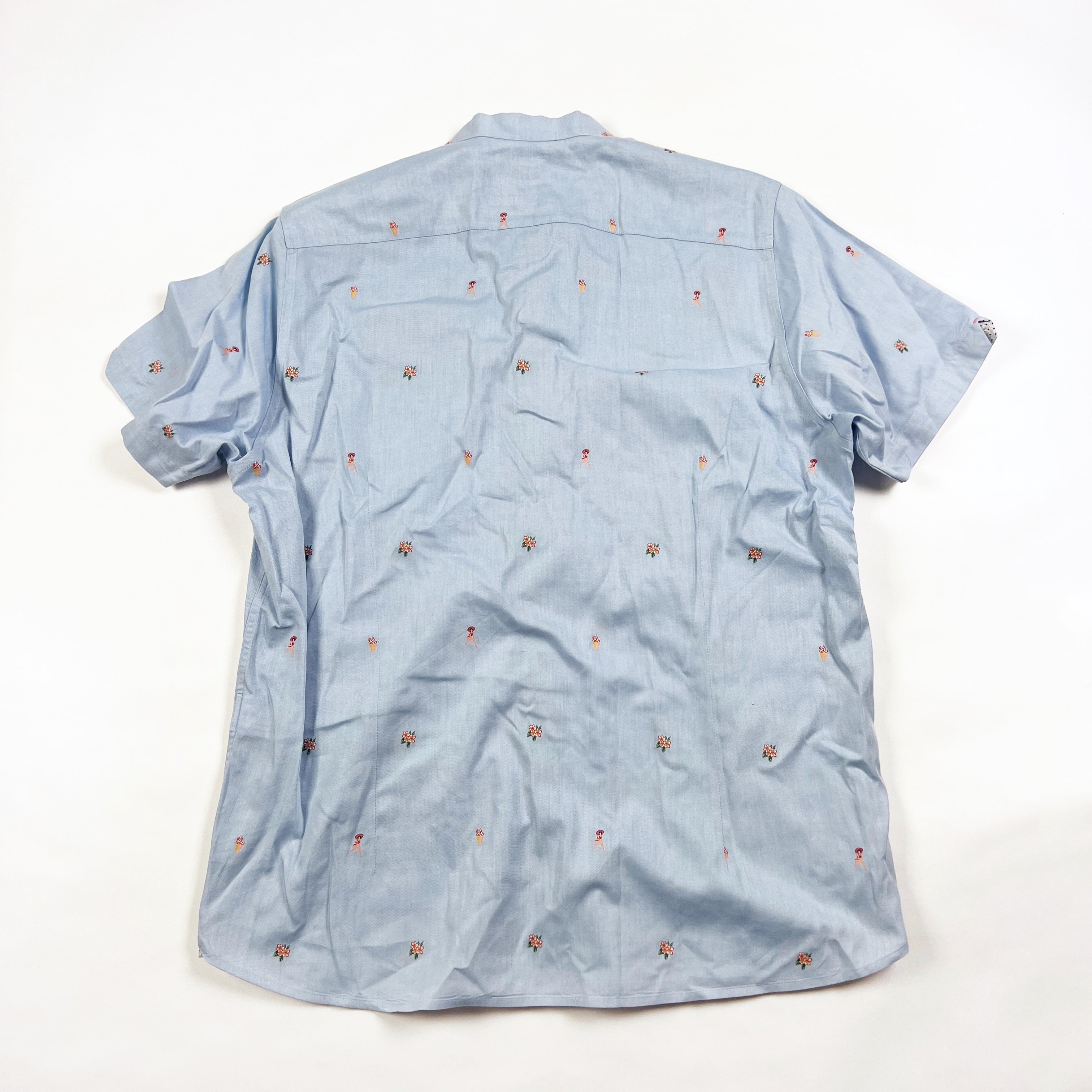 Ted Baker Men's Aloha Micro Graphic Floral Print Short Sleeve Button Front Shirt