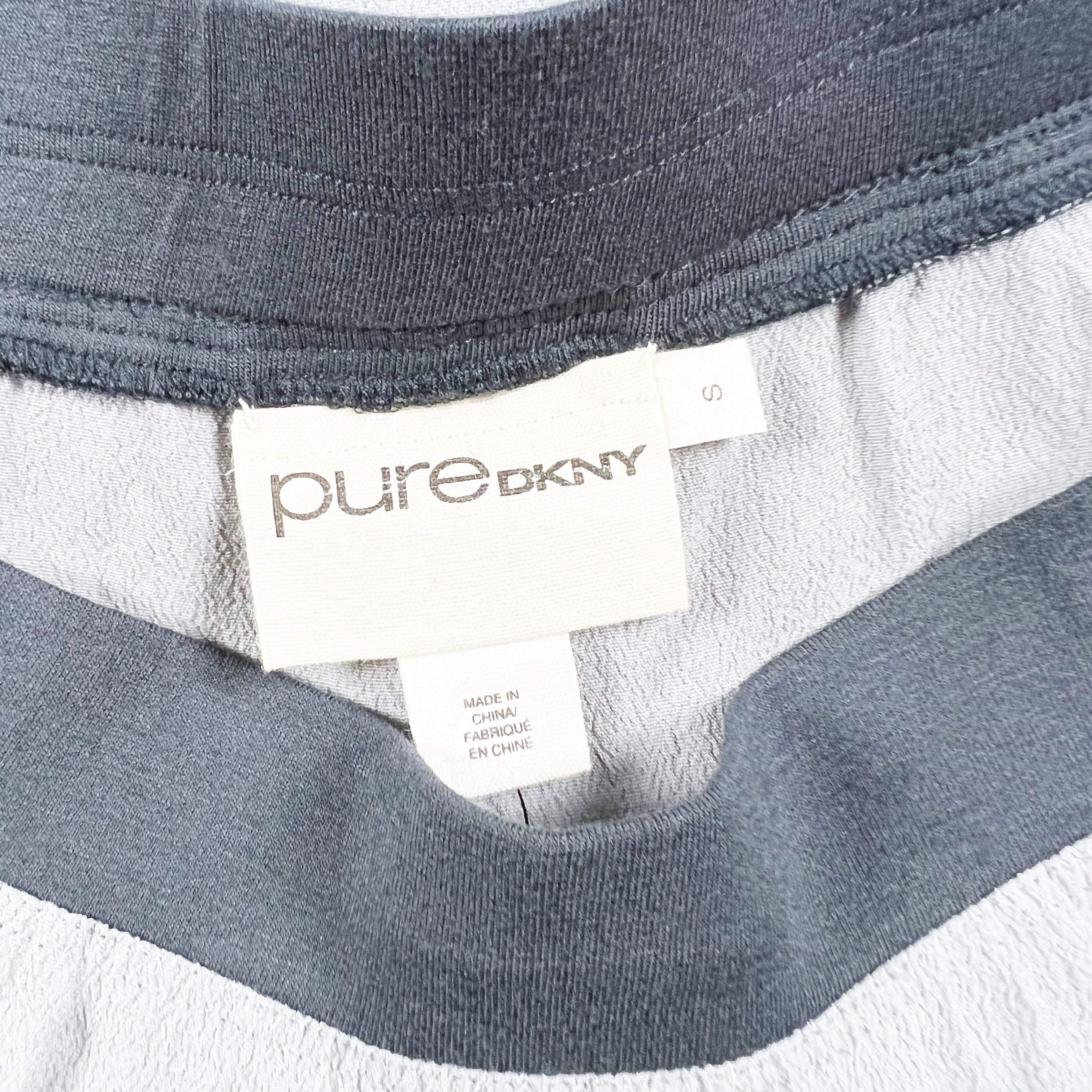 NEW Pure DKNY Gray Slate Color Block Asymmetrical Hem Midi Skirt Small