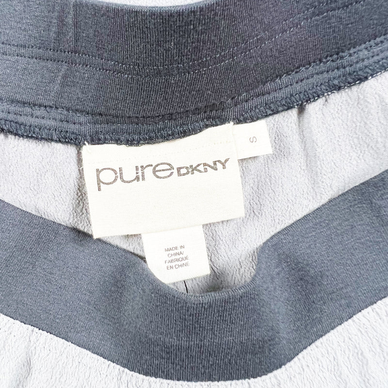 NEW Pure DKNY Gray Slate Color Block Asymmetrical Hem Midi Skirt Small