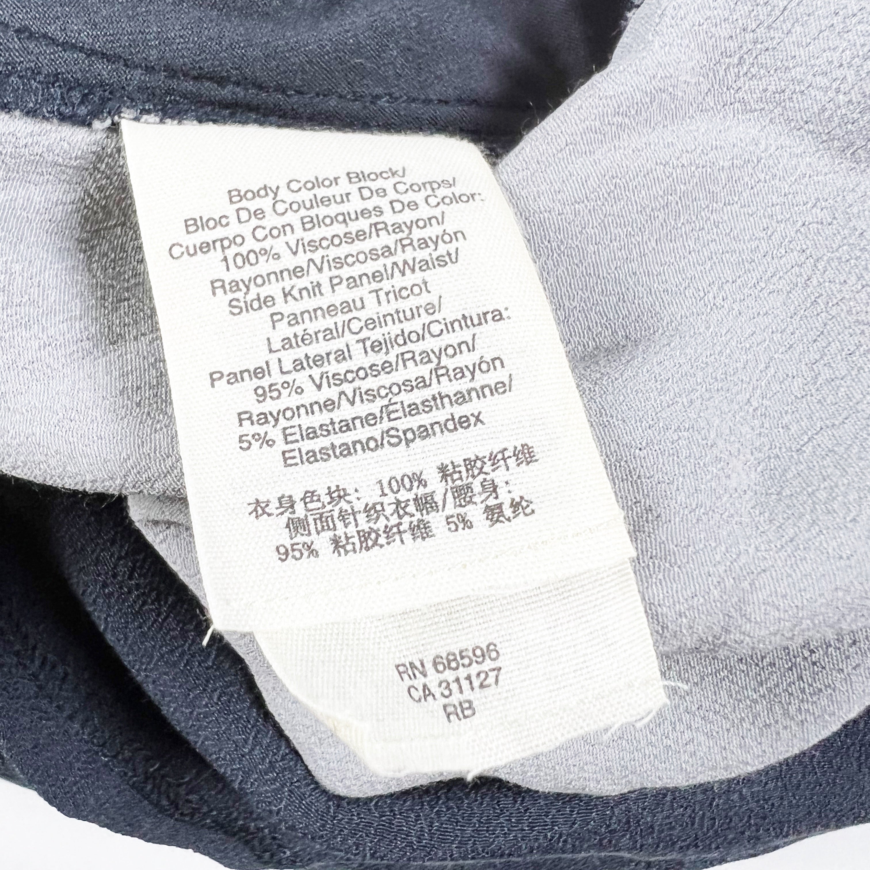 NEW Pure DKNY Gray Slate Color Block Asymmetrical Hem Midi Skirt Small