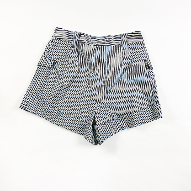 NEW Derek Lam Ryder Vertical Stripe Textured High Rise Mini Cargo Pocket Shorts
