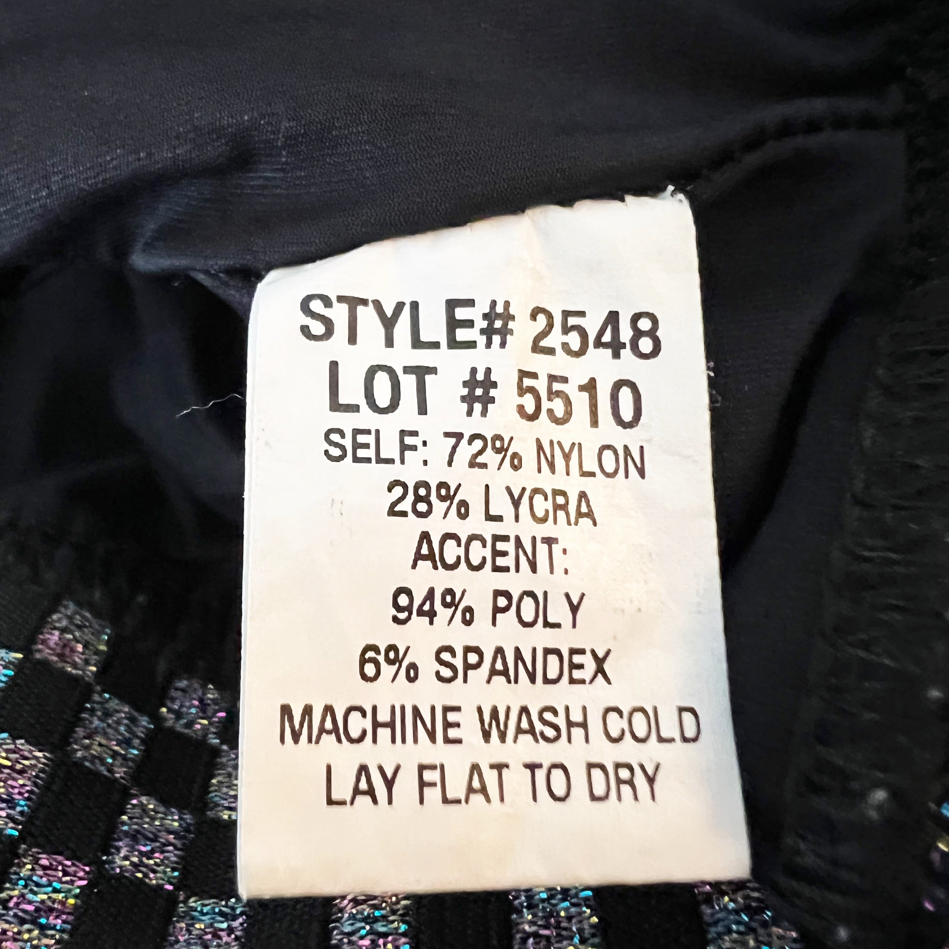 Terez Black Silver Metallic Sparkle Micro Check Print Athletic Sports Bra Large