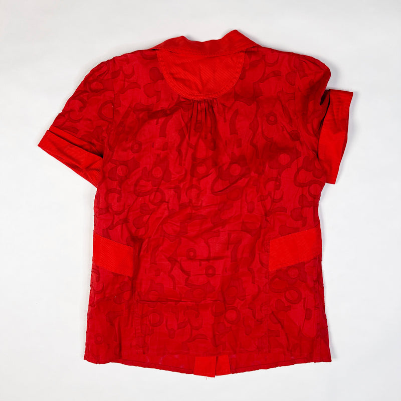 MARC By Marc Jacobs Cotton Sheer Burn Out Red Floral Collar Short Sleeve Blouse 