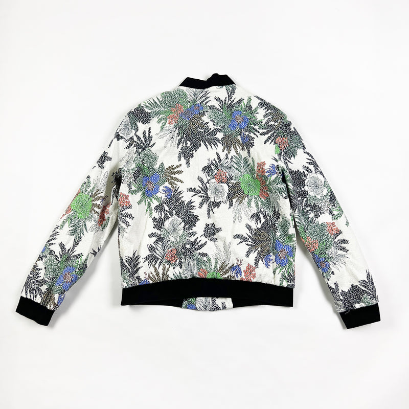 Zara Basic Outerwear Department Textured Floral Print Full Zip Bomber Jacket S