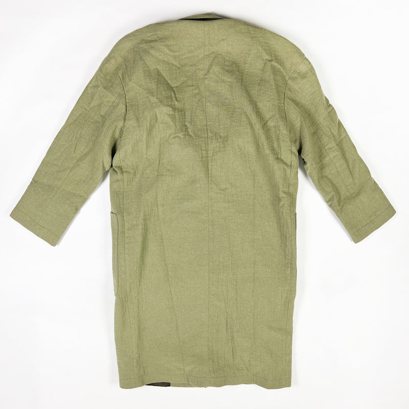 Zara Textured Oversize Three Button Pockets Collared Pea Coat Jacket Khaki Green