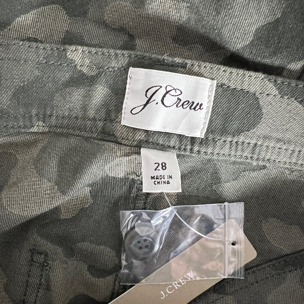NEW J .Crew Women's High Rise Cargo Army Print Pattern Jacquard Camo Pants 28