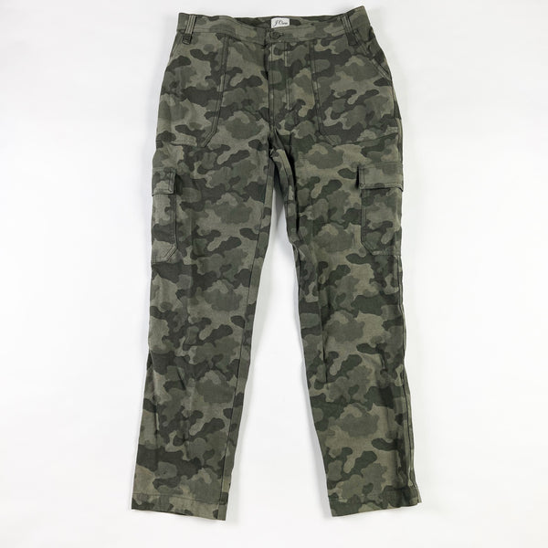 NEW J .Crew Women's High Rise Cargo Army Print Pattern Jacquard Camo Pants 28