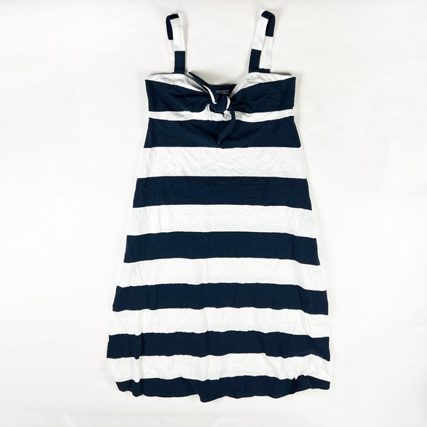 MDS Stripes Cotton Knit Stretch Blue White Stripe Bow Tie Front Midi Dress 2