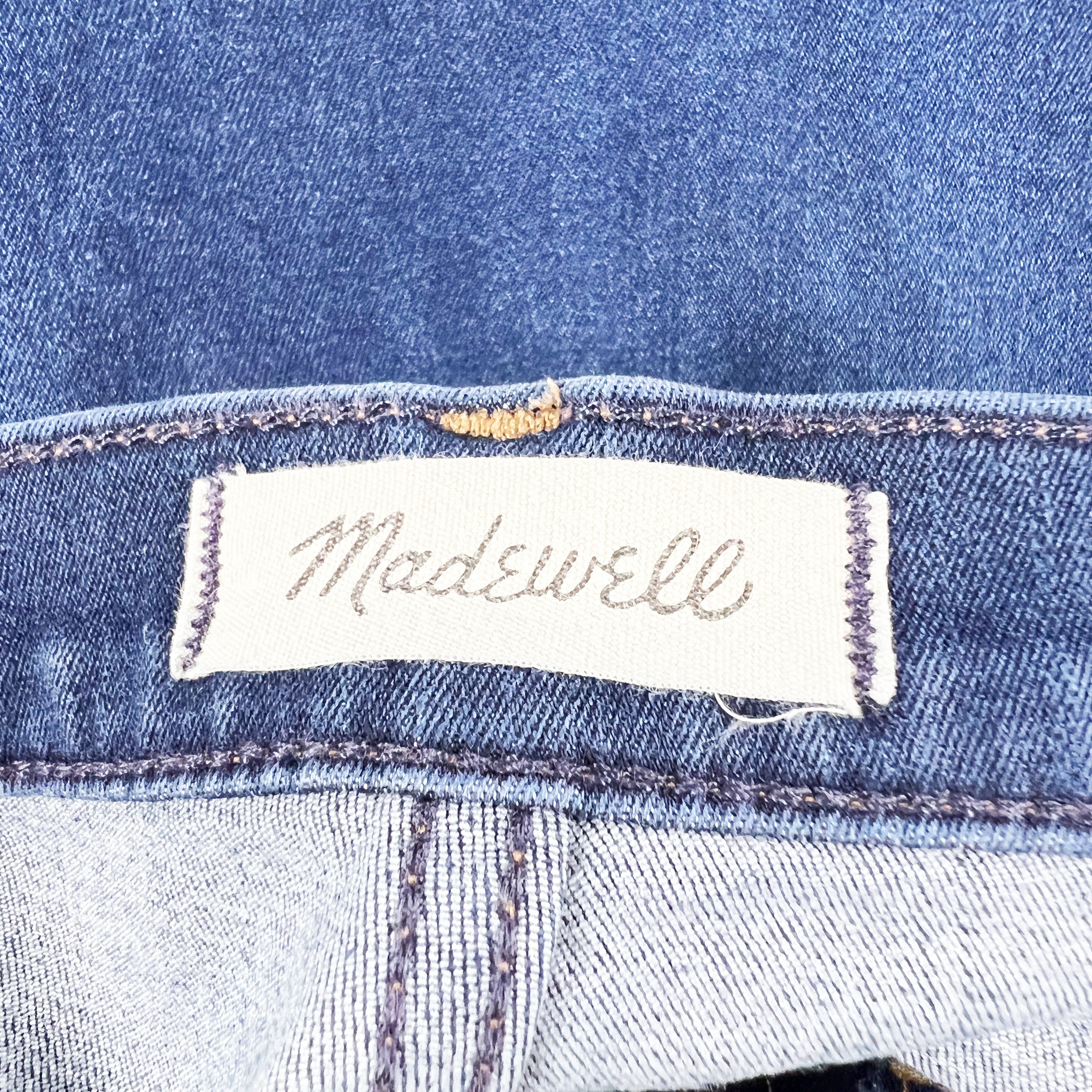 Madewell 10" High Waist Cotton Stretch Denim Skinny Jeans Button Front Cassia 32