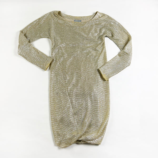 Samsoe & Samsoe Stefani Silver Gold Shimmer Crepe Bodycon Mini Dress Small