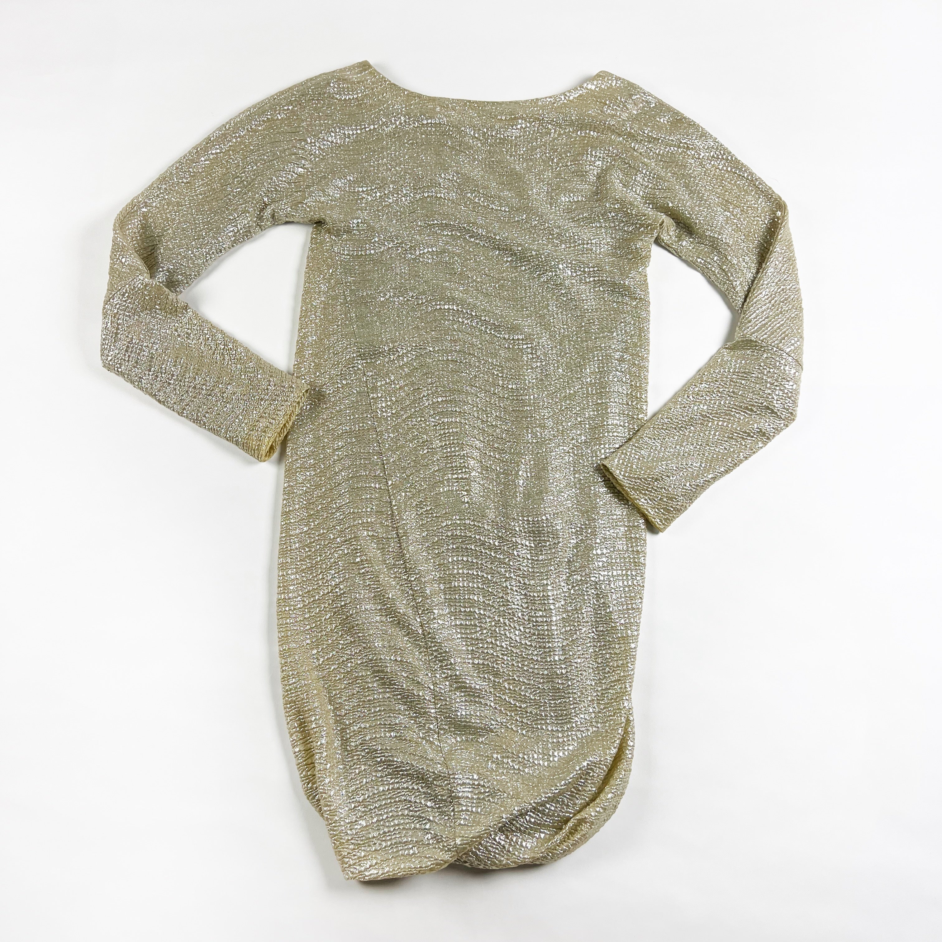 Samsoe & Samsoe Stefani Silver Gold Shimmer Crepe Bodycon Mini Dress Small