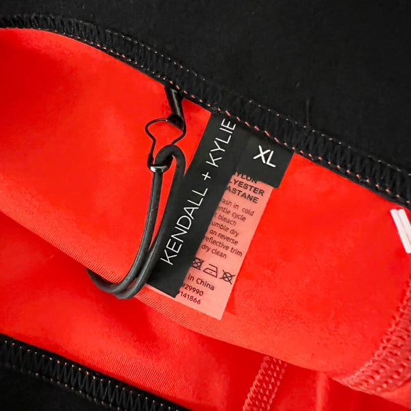 NEW Kendall + Kylie Red Black High Waisted Leggings Pants Side Fancy Elastic XL
