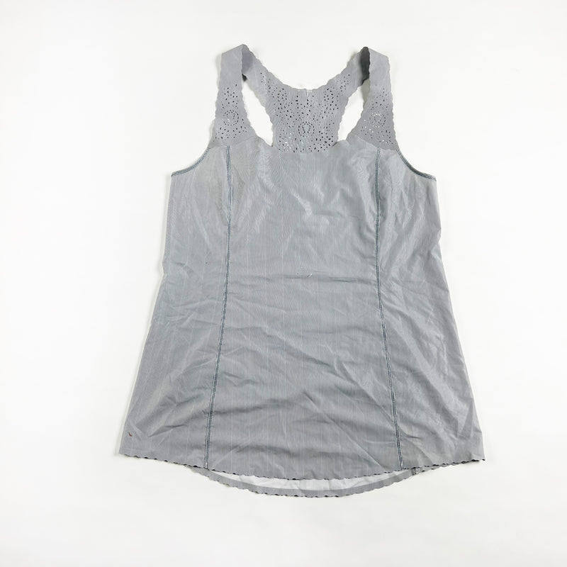 Lululemon Run A Marathon Singlet Racerback Perforated Tank Top Wee Stripe Fossil